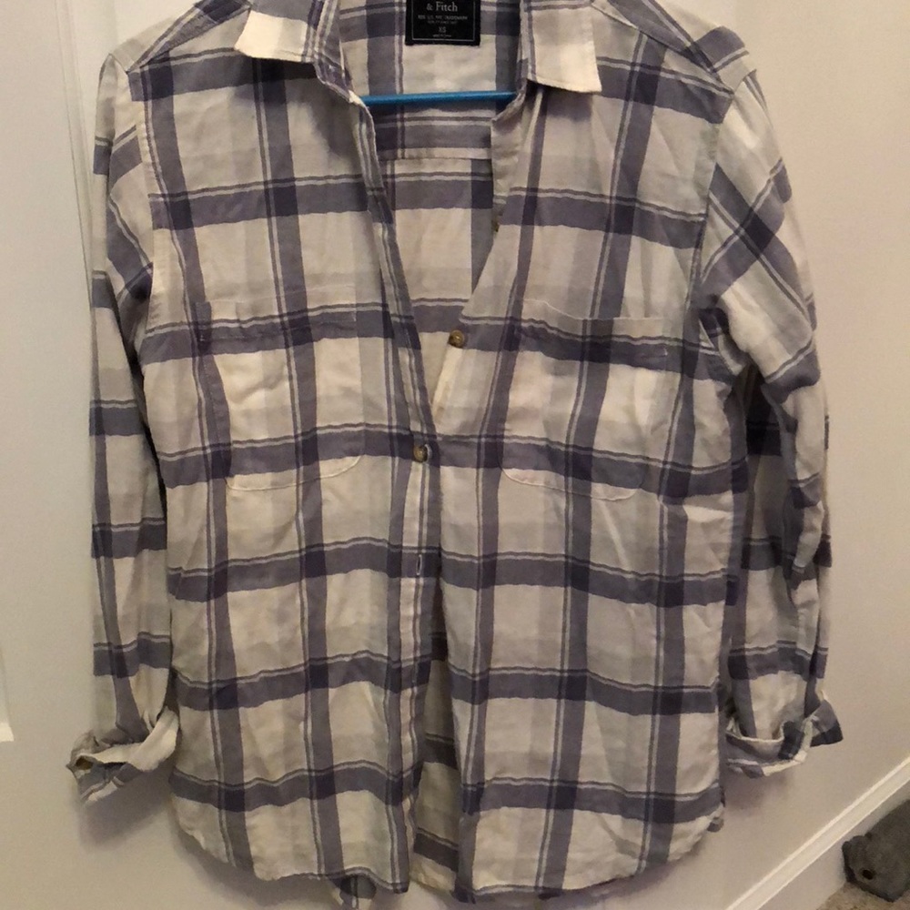 White and Grey Abercrombie Flannel